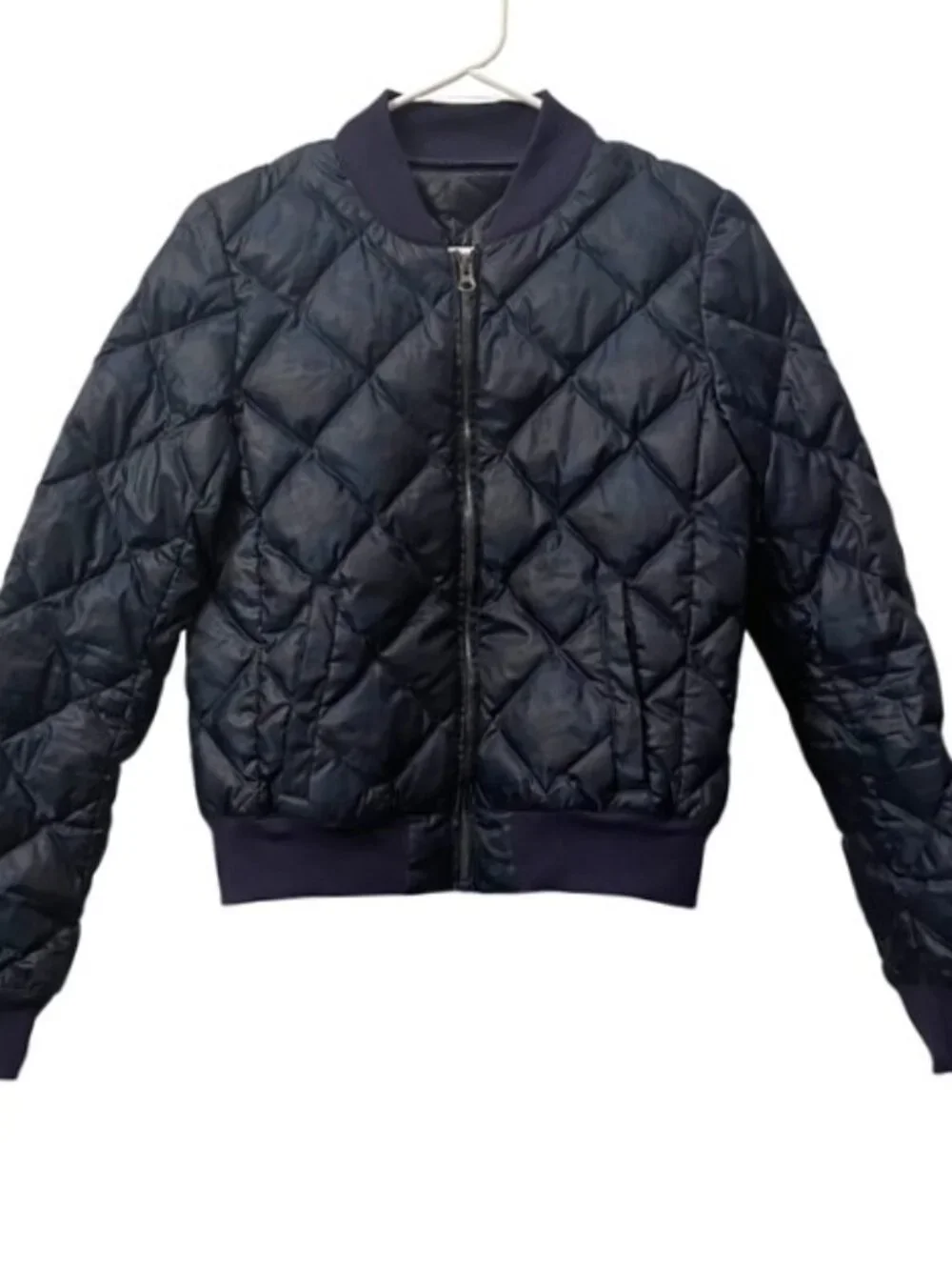Alo Yoga Idol Quilted Bomber Jacket Down Puffer Navy Blue Camo Size XS